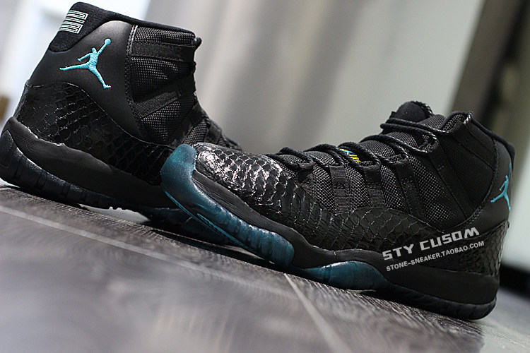 STY custom蛇皮定制 Air Jordan 11 黑暗蛇王 伽马蓝 蛇纹材质