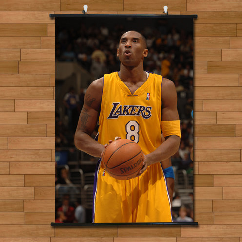 湖人队科比投篮巨幅海报挂轴画有框画nba写真装饰画酒吧卧室壁画