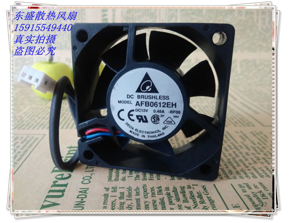 原装台达 AFB0612EH DC12V 0.48A 三线双滚珠散热风扇 6CM 6025 电脑硬件/显示器/电脑周边 散热器/风扇 原图主图