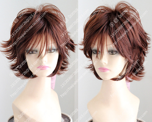 假发 红棕色俏丽小卷发 翻翘短卷发 商务时尚干练清新自然欧美款
