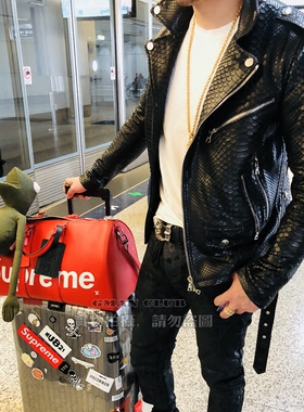 Foti GmanClub 高定限量发售进口蟒蛇皮机车皮衣轻奢真皮夹克外套