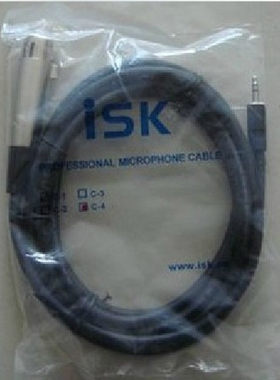ISK C-4卡侬转声卡3.5插头音频连线电容麦线电容麦话筒线