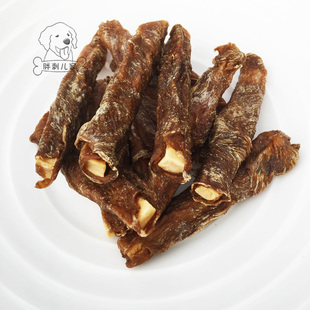 十年老店 胖刺儿家私房小食 鸭肉干缠羊奶酪卷60g 手工宠物零食