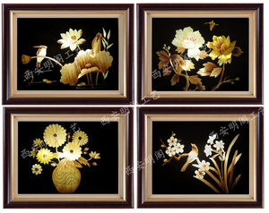 民间特色手工艺 麦秆画 画心 家居装饰画 花鸟