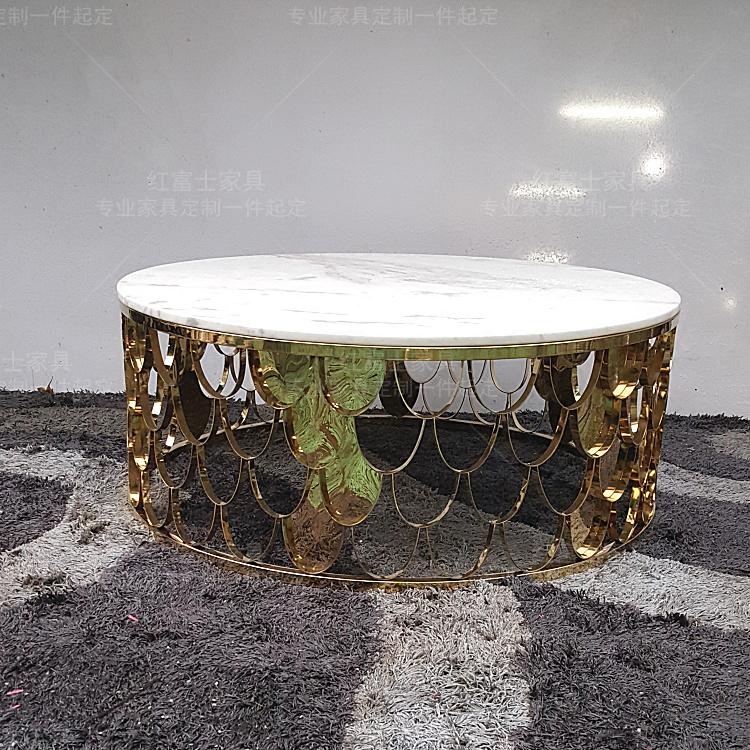 后现代圆茶几 香槟金客厅洽谈桌 爵士白大理石咖啡桌 设计师边几|ruв категории жилой мебели, несколько видов, чайный столик - от Buy2taobao.com для оказания профессиональной услуги покупки агента Taobao