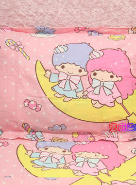 全棉卡通little twinstars双子星单人枕套1个 粉玉色圆点月亮