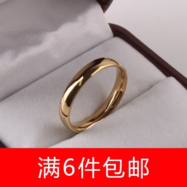 戒指4mm指环r054光面不锈钢黄金