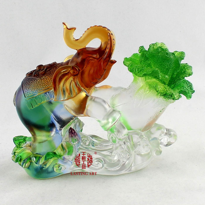 六合春 琉璃摆件吉象送财招财礼品百财大象工艺品创意家居装饰品