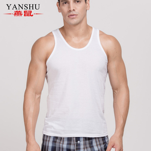 燕鼠中老年纯棉宽松背心 男夏季白色薄款全棉加肥加大码老人汗衫