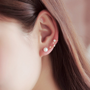 Email Pearl Stud Earrings ear row Korea fashion sweet beauty stars zircon ear jewelry, Japan and South Korea version