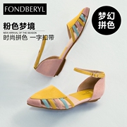 Spring/summer Fondberyl/feibolier 2015 new low with Candy-colored Sandals Sheepskin FB51113434