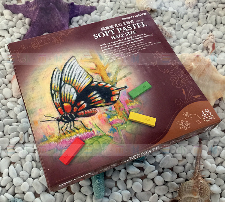 台湾雄狮牌粉彩笔 粉彩棒 色粉笔 软式粉彩 色粉棒 半支装48色