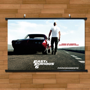 书房装饰画经典老动作电影海报挂轴画速度与激情艺术布料壁画墙画