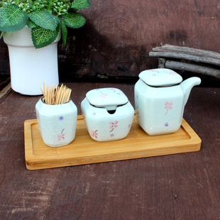 日式陶瓷辣椒罐小号酱料油壶寿司餐厅调味罐套装盐罐糖醋壶四叶草