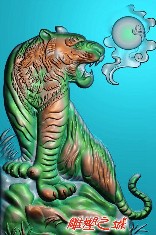 精雕图 灰度图 浮雕图 电脑雕刻图 46牌上山虎无框