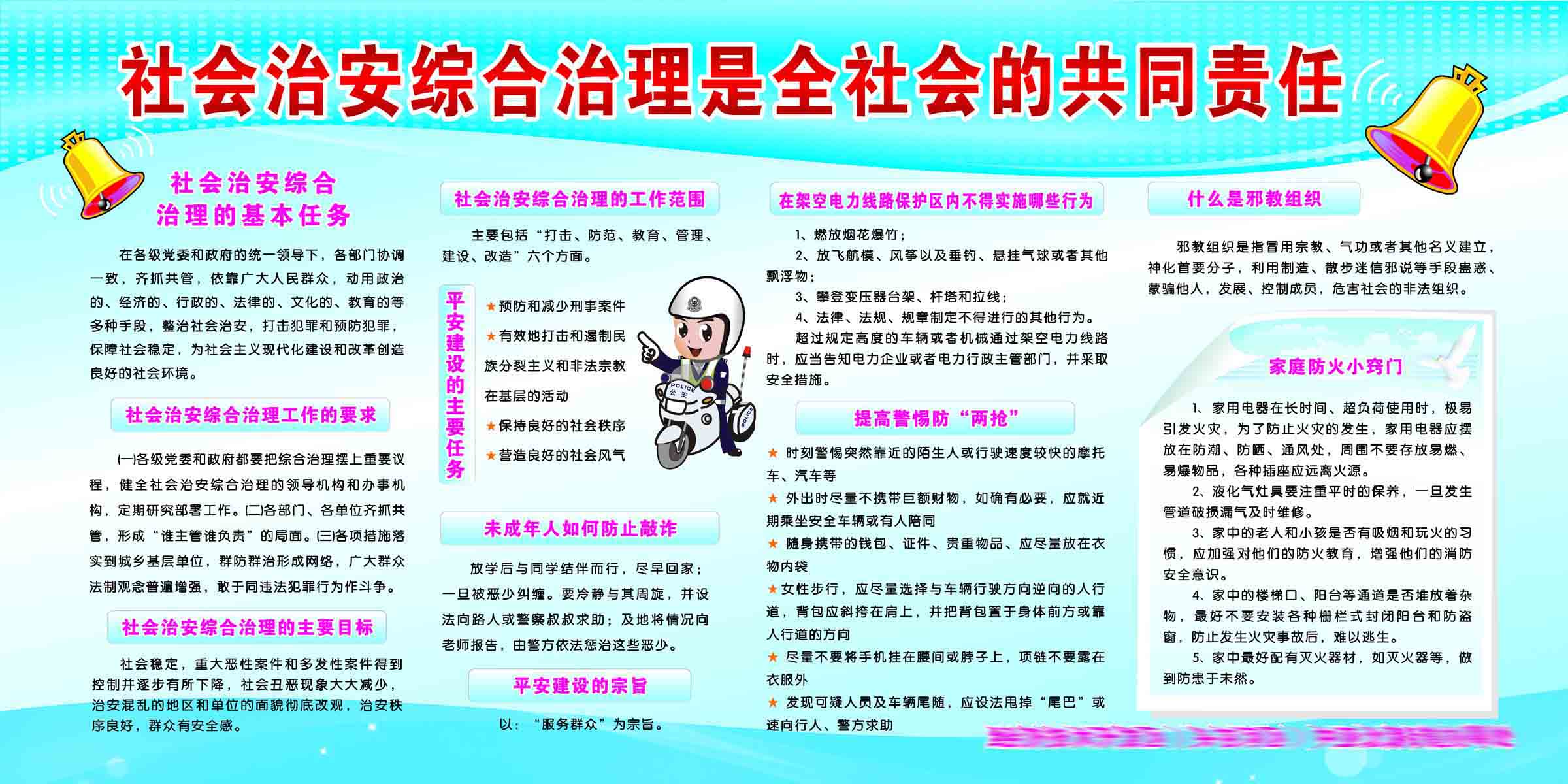 209海报印制展板素材4218街道办事处社会治安综合治理管理展板