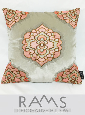 欧式样板房沙发软装飘窗靠垫抱枕套 新古典几何刺绣花腰枕方枕套