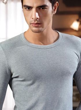 舒卡丝S 2902 纯色舒绒男式加厚弹力棉莱卡打底套装全棉保暖内衣