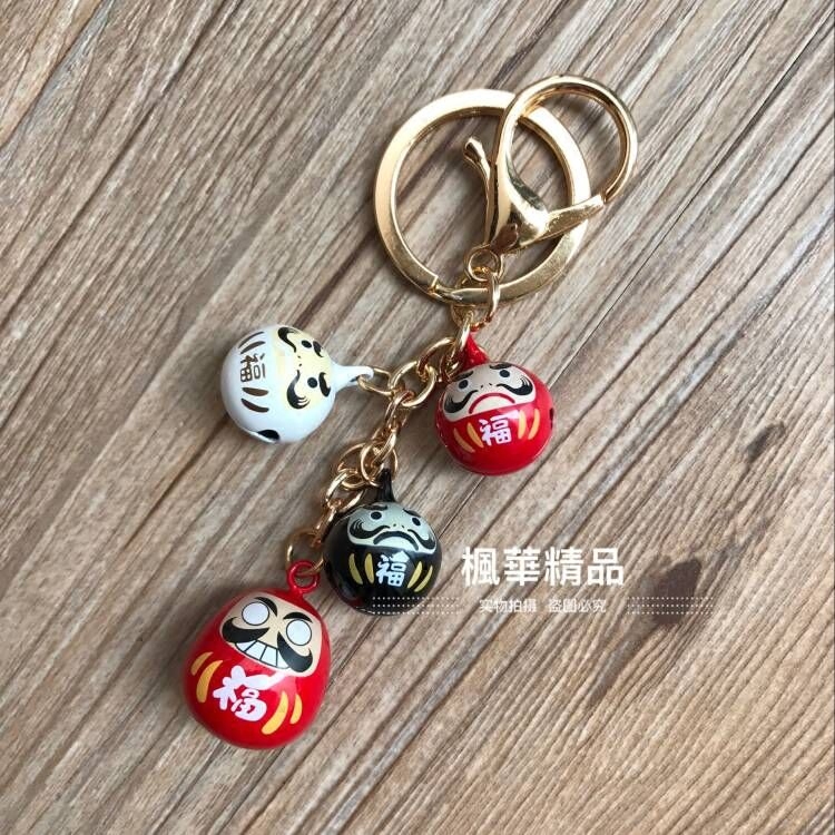 包邮创意可爱日本招福开运阴阳师达摩水音铃铛钥匙扣挂件diy