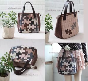 只卖图纸手工布艺DIY 实物1:1图纸 t116 拼图手拎包   不是成品