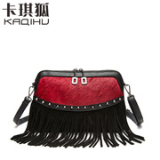 Kaqi Fox new tassel in autumn and winter, served with horse hair shoulder bag shoulder strap bags stylish and practical
