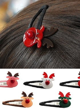 AngelRena韩国进口发饰品 圣诞小鹿发夹边夹BB夹刘海夹H2