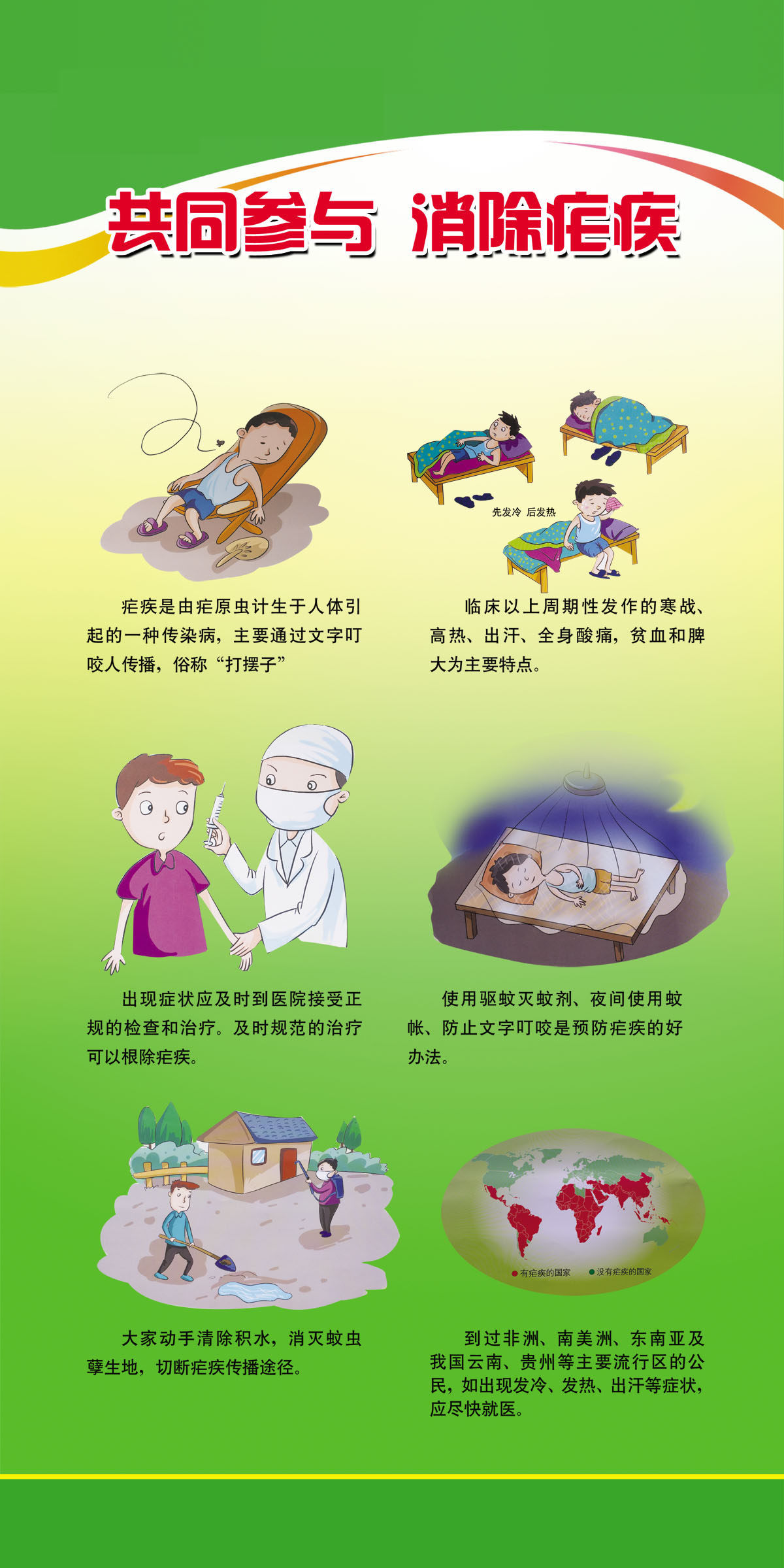 748海报印制展板写真喷绘142健康知识宣传之共同参与消除疟疾