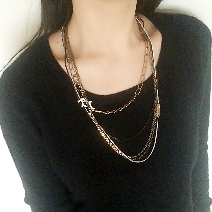 韩国进口多层混搭风毛衣链特价