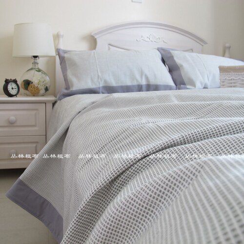 慵懒时光 纯棉老粗布不粘身凉席加厚床单三件套枕套夏透气全棉 - 封面