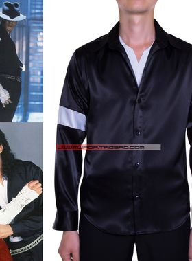 迈克尔杰克逊演出服-Michael Jackson服装-黑与白衬衫-黑色