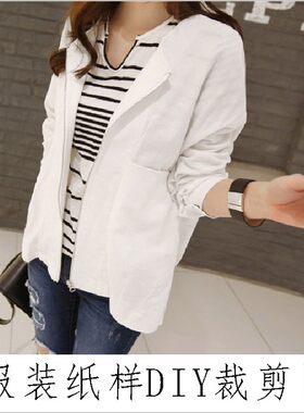 韩版茧型外套纸样实物11 女装无领宽松夹克纸样板工厂纸样排料图