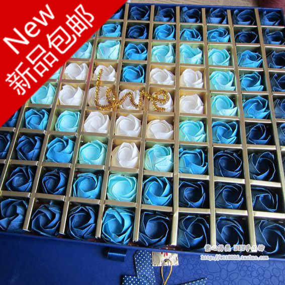 包邮手工DIY99朵川崎折纸玫瑰花材料包套装成品情人节礼物礼品盒