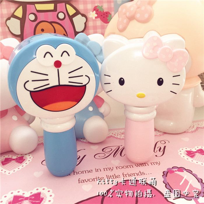 hello kitty哆啦a梦卡通迷你USB便携两用充电手持电扇小镜子风扇