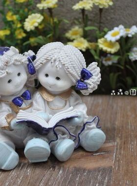 树脂做旧美式乡村风情侣古董娃娃
