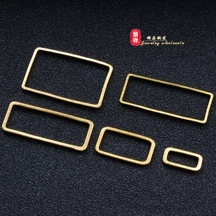 DIY手工首饰品金属材料配件 纯铜长方形框 黄铜无缝长方形切割圈