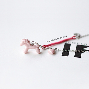 设计师品牌IF·U原创时尚首饰 十二生肖陶瓷项链马925银链
