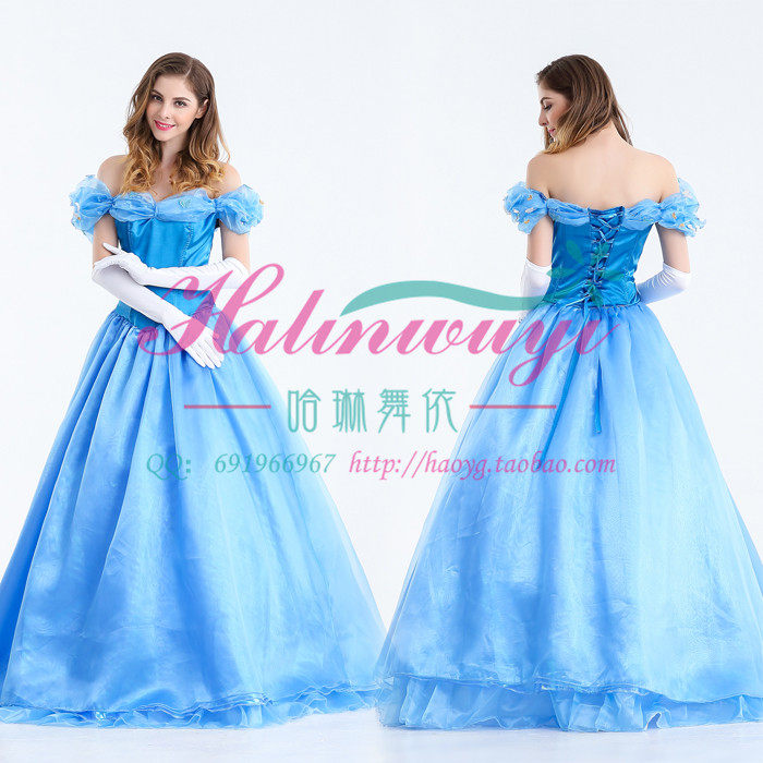 实拍万圣节女公主蓬松裙白雪公主灰姑娘角色扮演制服长款晚礼服装