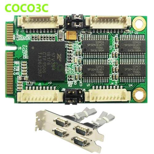MINI PCIe转4串口卡 mPCIe工业COM卡Mini ITX主板RS-232信号DB9针