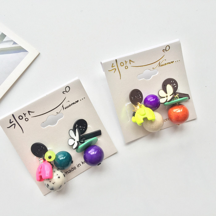 韩国进口荧光色小雏菊元素耳环