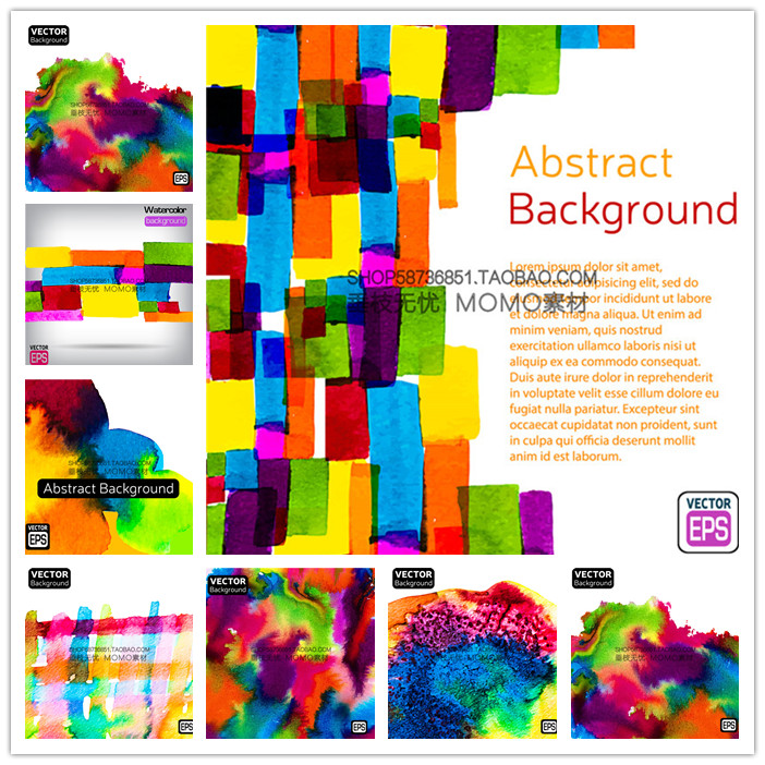 A3290矢量彩色水彩抽象现代涂鸦背景 AI设计素材