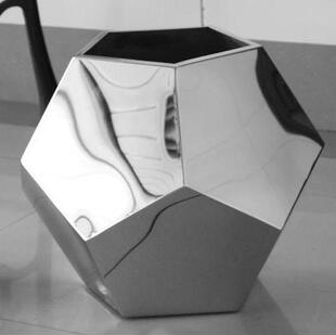 不锈钢花瓶 花器 足球金属镜面花盆 玫瑰金香槟 美陈花瓶台面花插