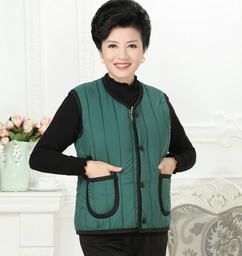 冬季加绒加厚妈妈棉马甲