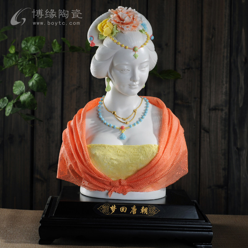 梦回唐朝 德化白瓷古典仕女美女人物杨贵妃雕塑家居办公工艺摆件