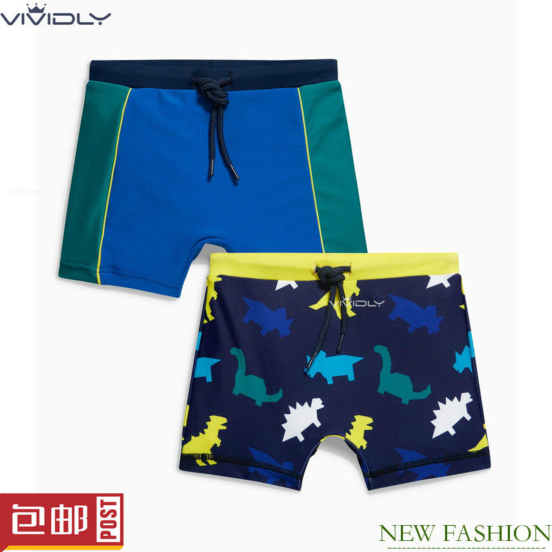 现货包邮NEXT男童泳裤 夏小童宝宝海军蓝恐龙温泉泳裤2条 1.5-2岁