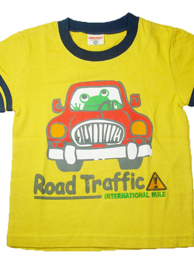 乐天BABY*日单 3-5岁男童黄色小汽车印花全棉短袖T恤