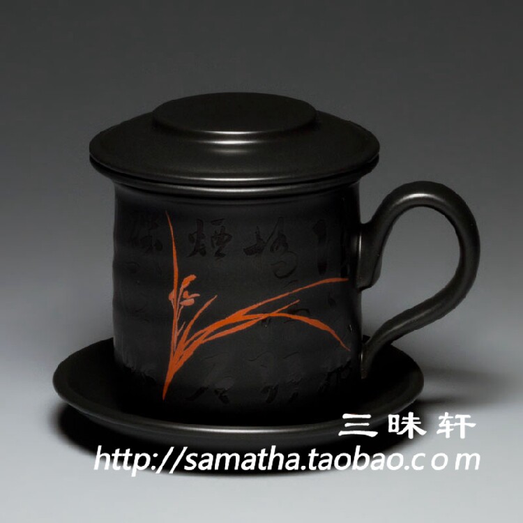 【三昧轩】台湾陶作坊 溥儒春兰 夏竹 秋荷同心杯 礼盒 专柜正品