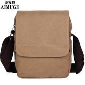 爱牧格 包包潮男 休闲旅行包斜挎包复古男士 帆布单肩包男包 韩版