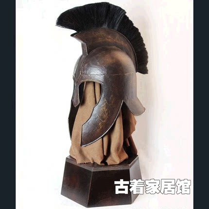 古罗马骑士头盔真人COS可穿/特洛伊阿格硫斯/欧式酒吧装饰摆件