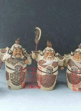 陶瓷石湾公仔 三国 Q版五虎将 关公 赵云 黄忠 张飞 马超