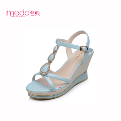 Name code 2015 summer new peep-toe platform high heel wedge Sandals Sandals Women t-buckle platform shoes